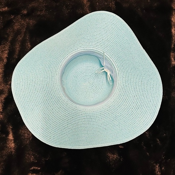 Natasha oversized wide brim off blue straw hat